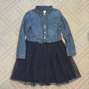 Chambray top, navy tulle skirt dress
